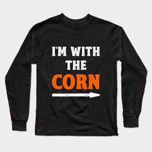 Funny Halloween I'm With The Corn Costume Couple Long Sleeve T-Shirt
